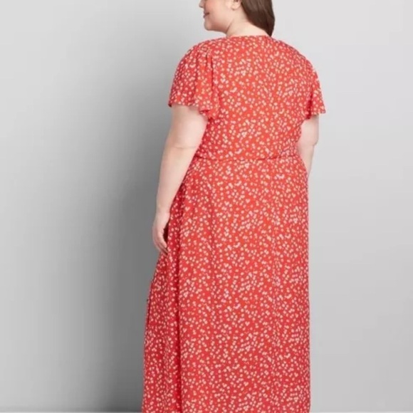 New Lane Bryant Size 20 Asymmetrical Button-Front Midi Dress Floral - Picture 3 of 9